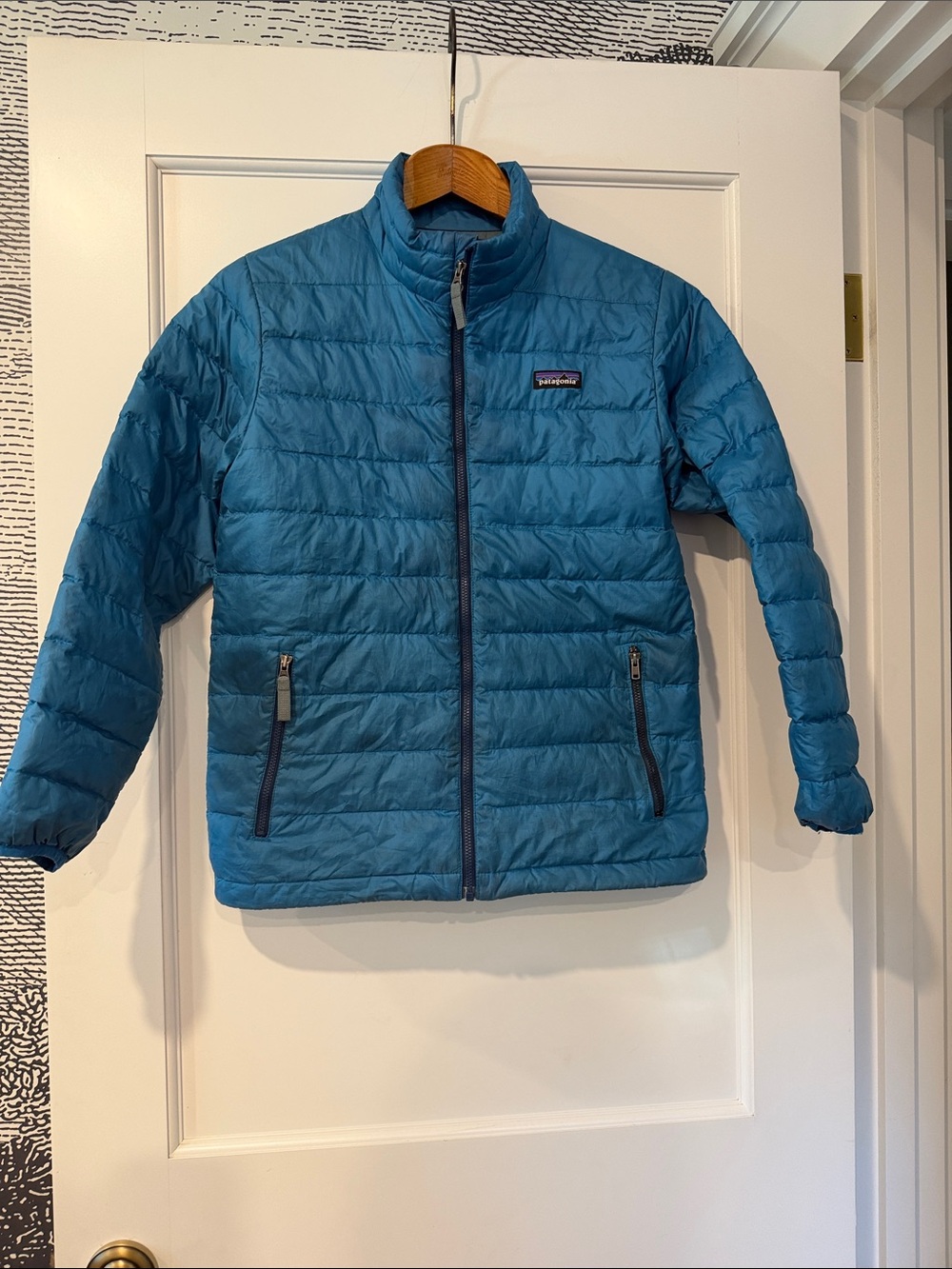 Patagonia Kids Teal Blue Quilted Puffer Jacket Size L/12